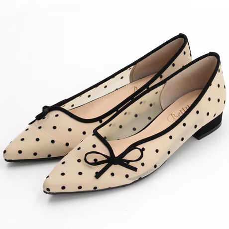 パイピングリボン メッシュ パンプス